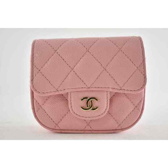 Chanel 22C Pink Caviar Mini Clutch With Chain Gold Card Shoulder Crossbody Bag - Picture 2 of 12